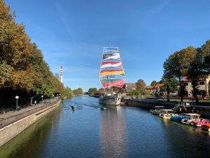 Boat on Dane River in Klaipeda