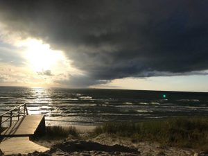 Clouds coving the sun by the Lithuanian coast