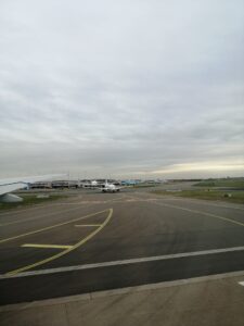 View from the plane over Airport in Amsterdam
